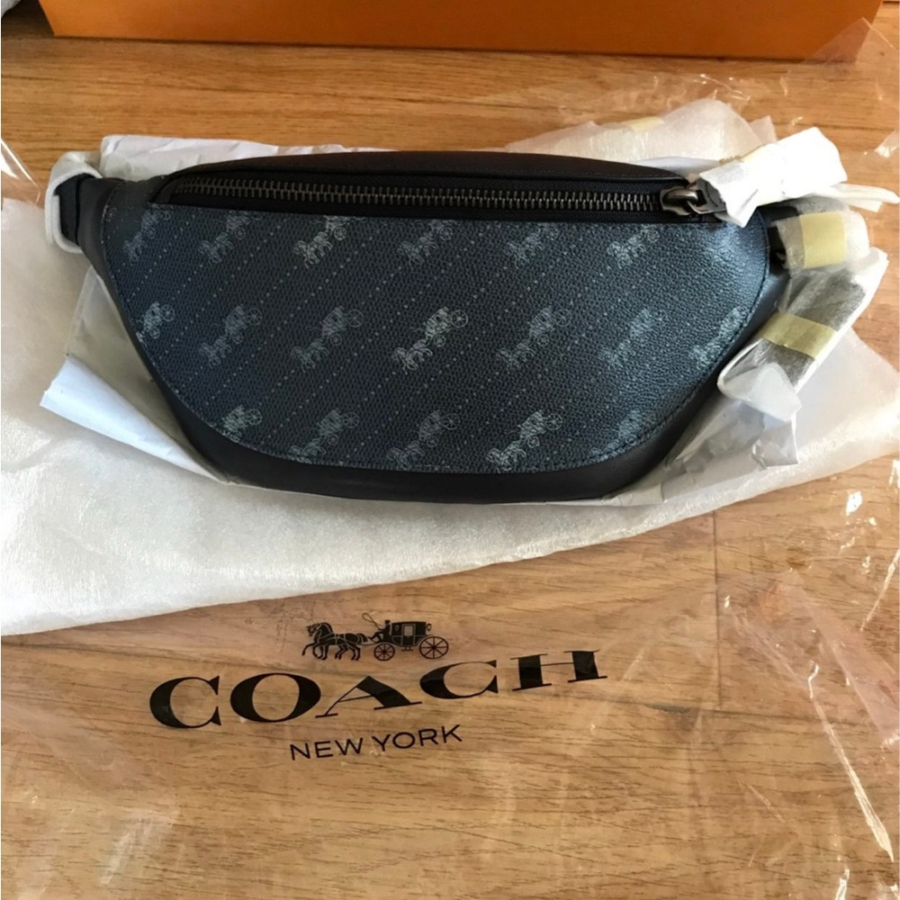 New Coach men warren Belt Bag With Horse And Carriage Dot Print